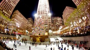 skaters at rockefeller center in NYC